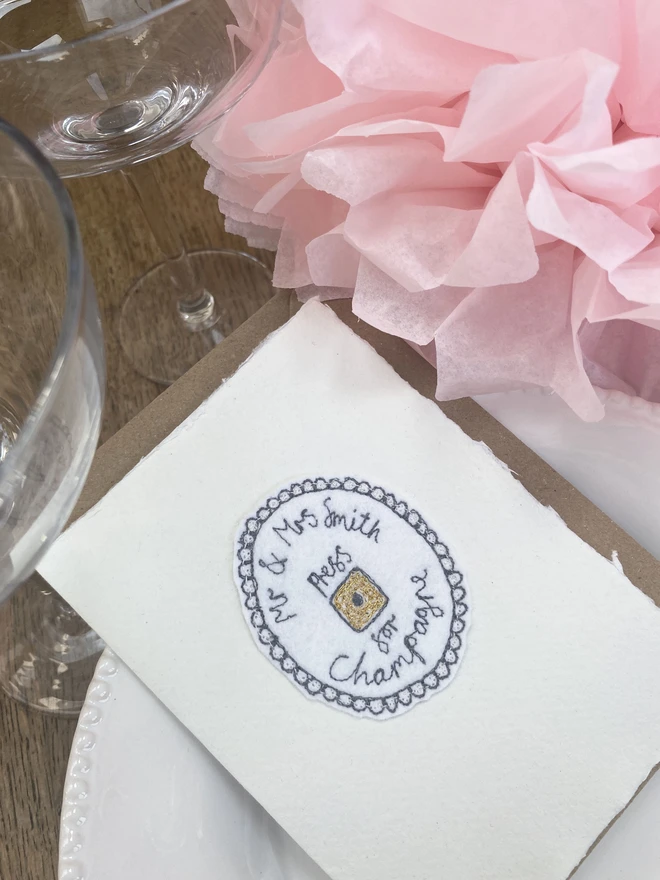 Personalised Couple Wedding Press For Champagne Card
