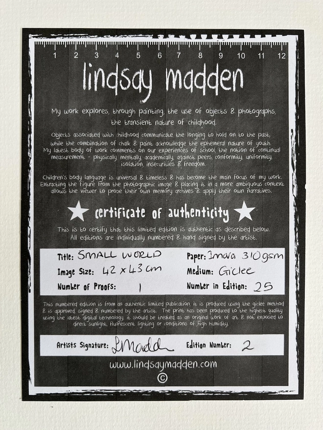 certificate of authenticity for limited edition print