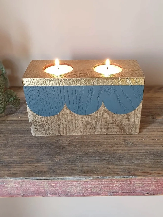 Salvaged Wood Double Candle Cube