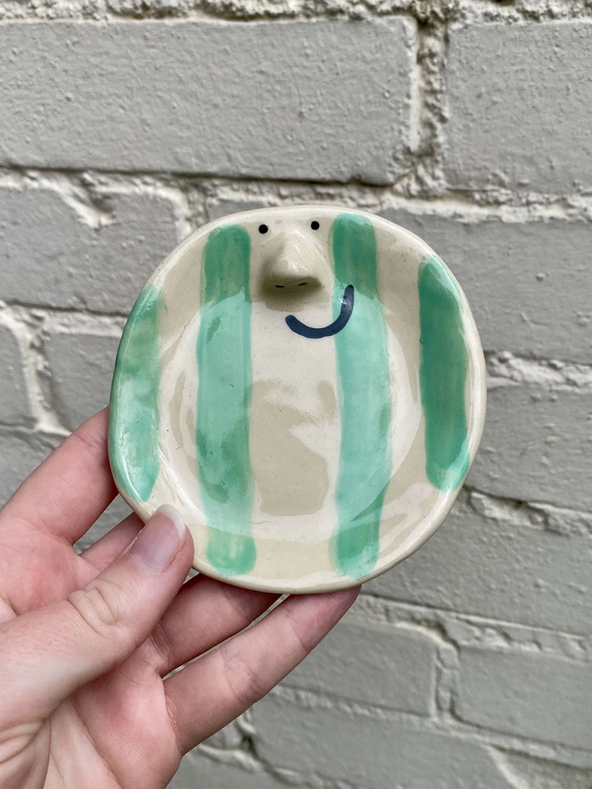 green stripe trinket tray