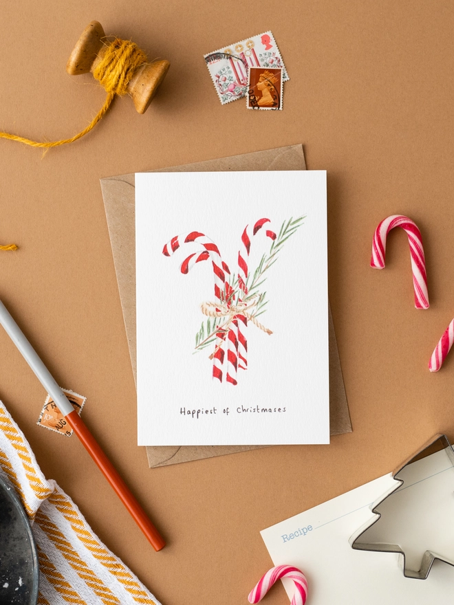 Candy Cane Christmas Card 