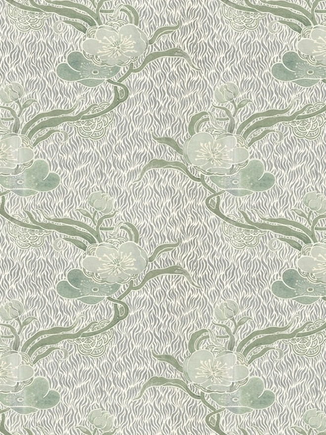 Nouveau Blossom Verte Wallpaper