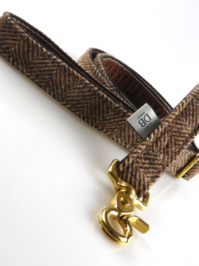 Pumpernickel Herringbone Tweed Dog Lead