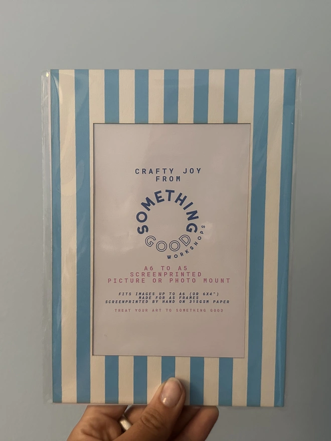 thin blue striped picture mount, A5