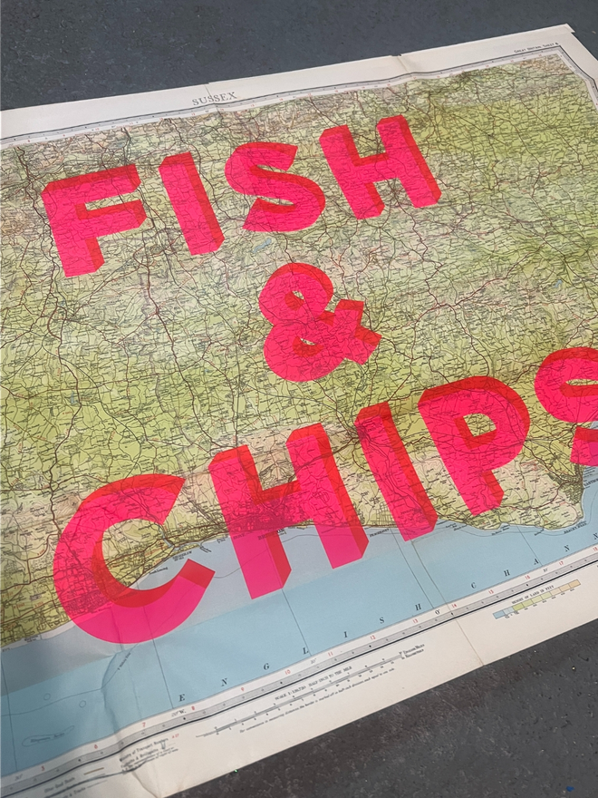 Fish & Chips Screen Print - Original Map