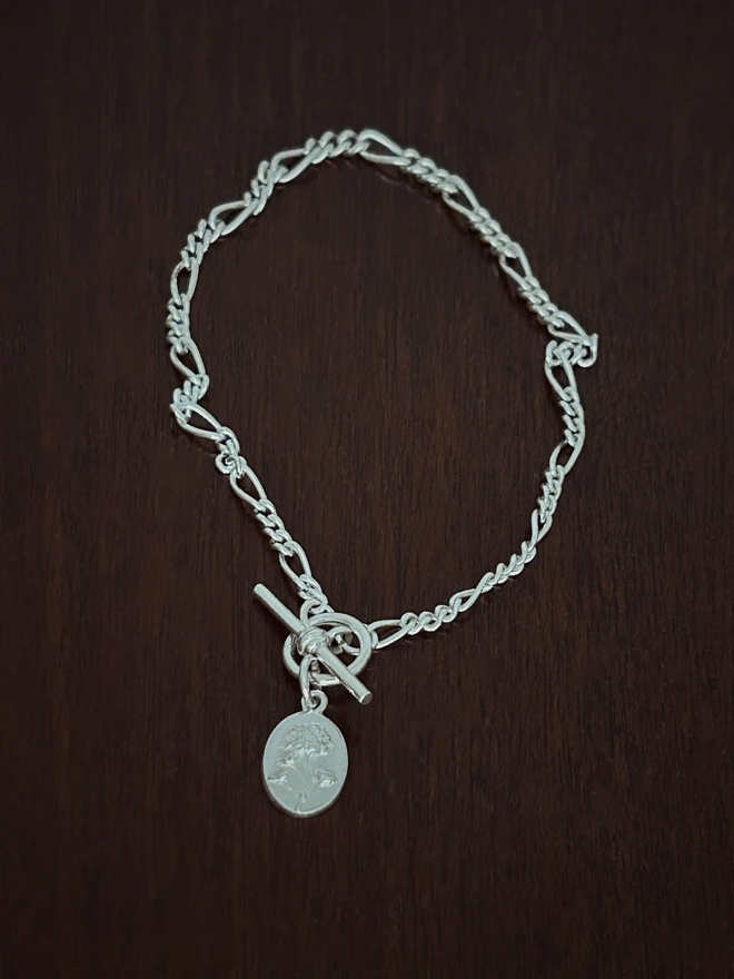 Gypsophila flower charm with figaro bracelet chain 