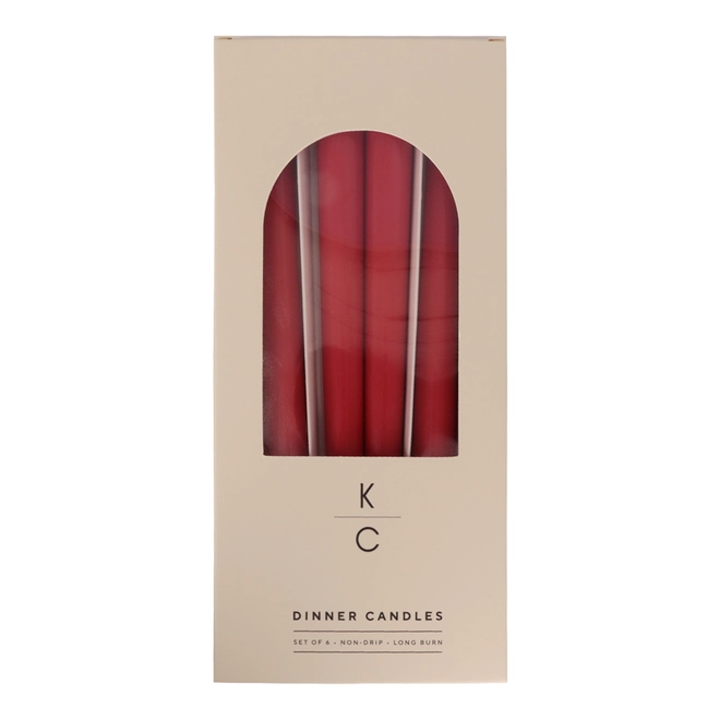 Red dinner candles in a box