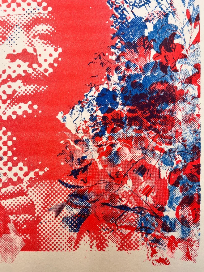 'Jimi Hendrix' Handmade Risograph Gig Poster, zoomed in.  