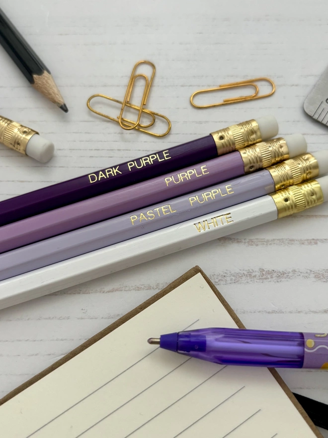 Personalised Purple Mix HB Pencil Set