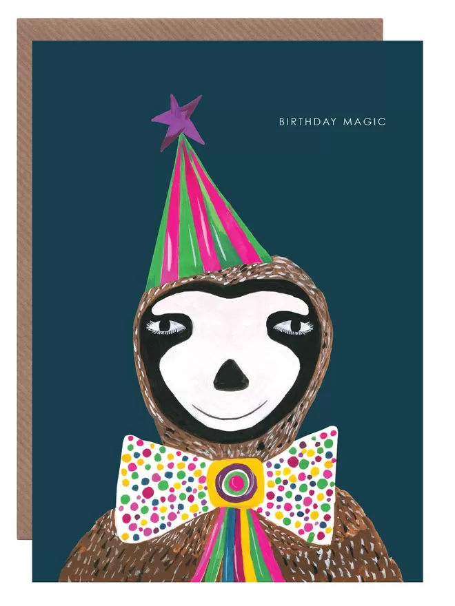 Magic Party Sloth Birthday Card