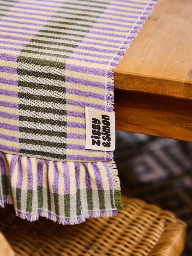 Parma Violet Runner. A runner on a table.