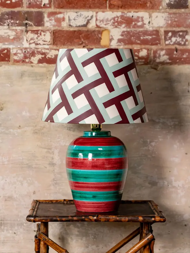  Crimson & Turquoise Stripe Lamp
