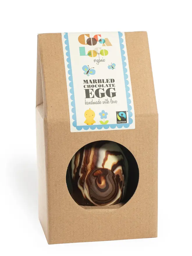 chocolate marbled egg in a box