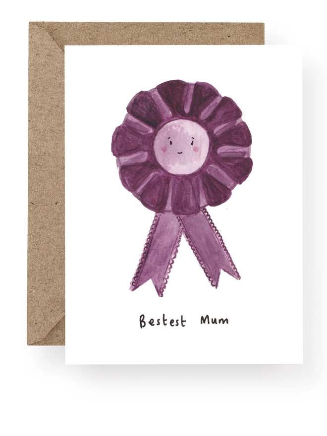 Bestest Mum Rosette Greeting Card 