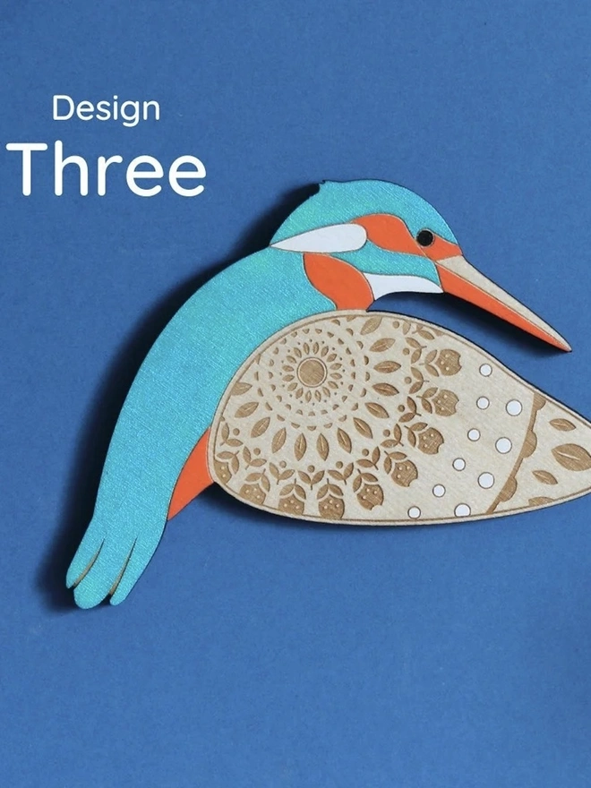 Folk Art Wooden Kingfishers (Set Of 3), wooden kingfisher hanging flying on a wall. 