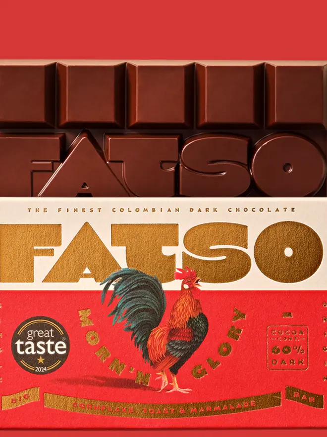 FATSO Dark Chocolate Bar Morn'n Glory Marmalade, Cornflake and Toast flavour
