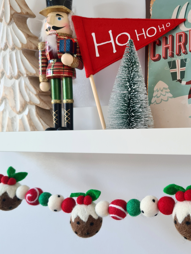 Felt Christmas Pudding Garland 