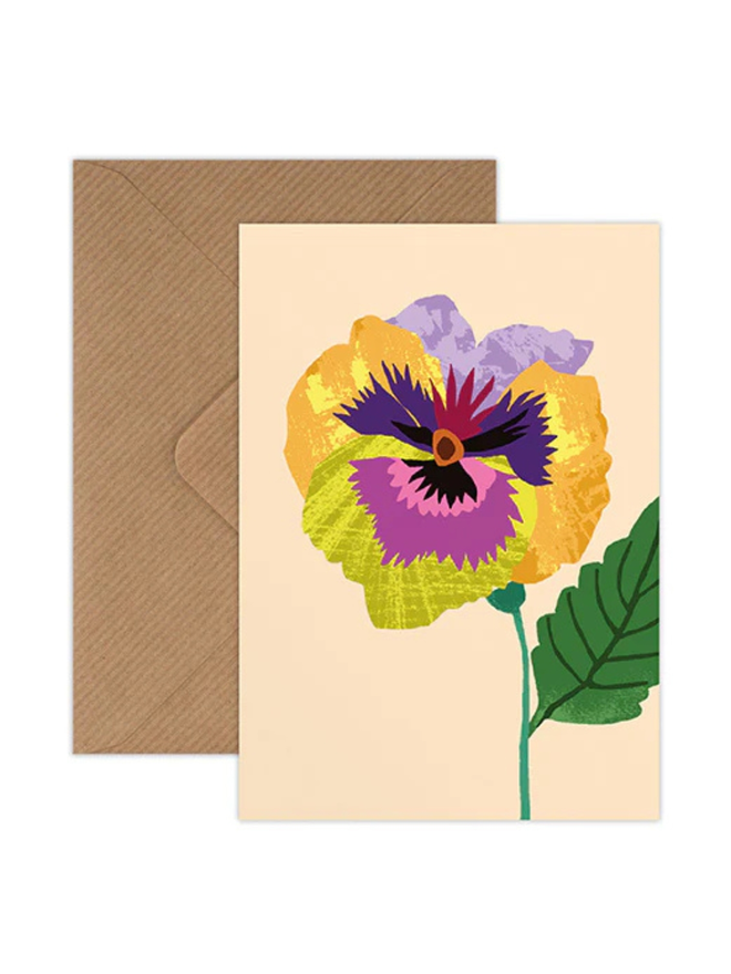 illustrated pansy mini card