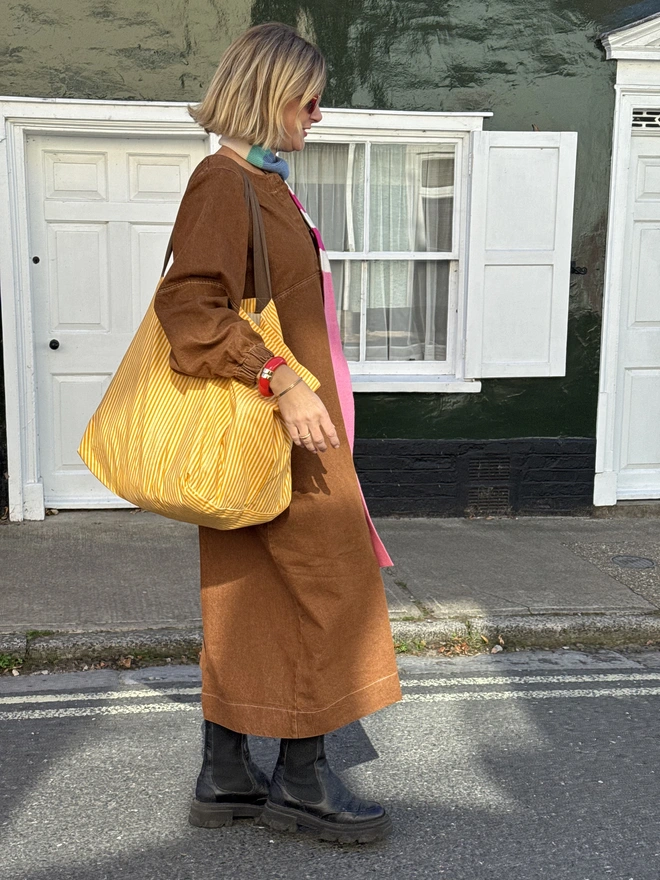 Emma Paton Yellow Striped Contents Bag