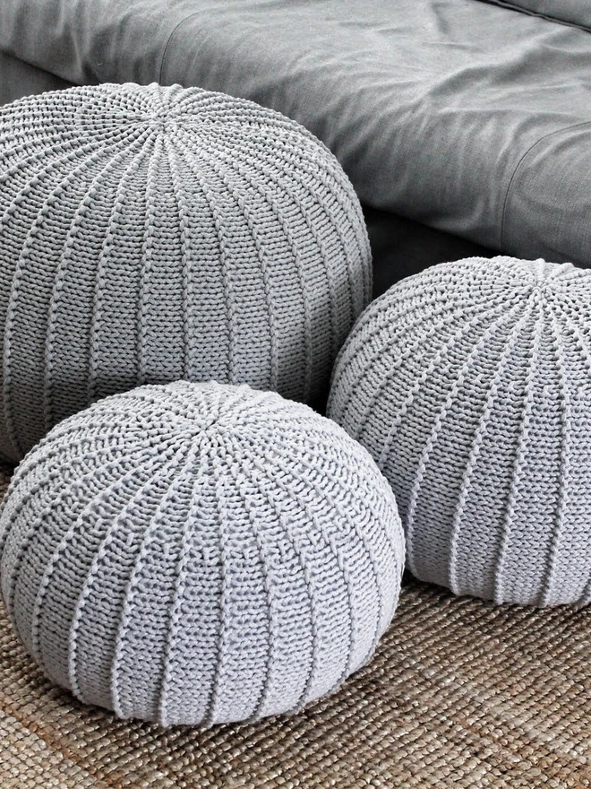 small medium and large pouffe