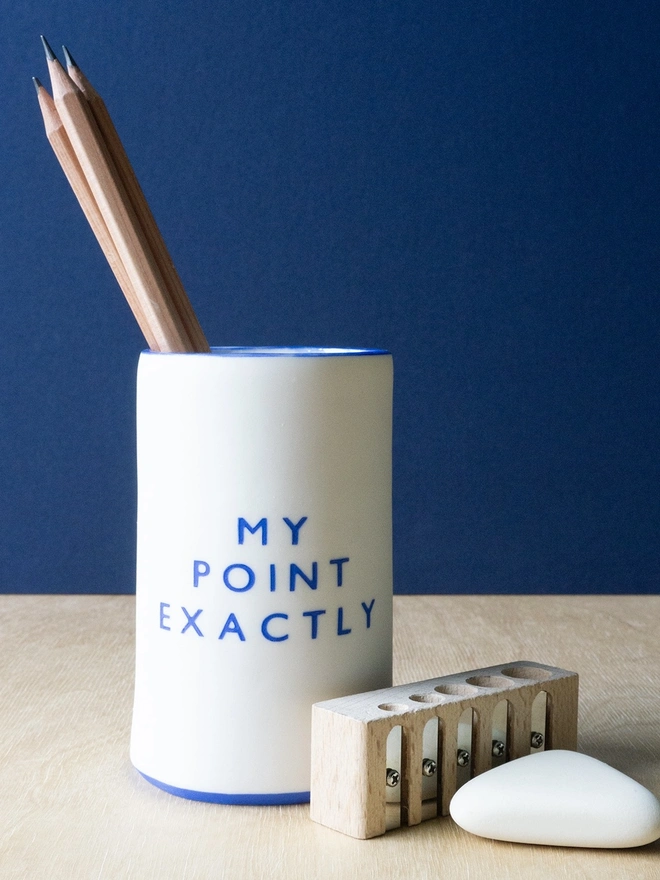 'My Point Exactly' Blue Pencil Holder