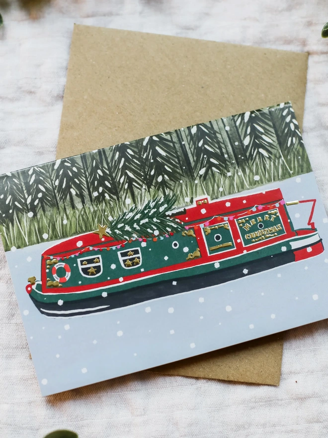 Christmas River boat Thames Card 