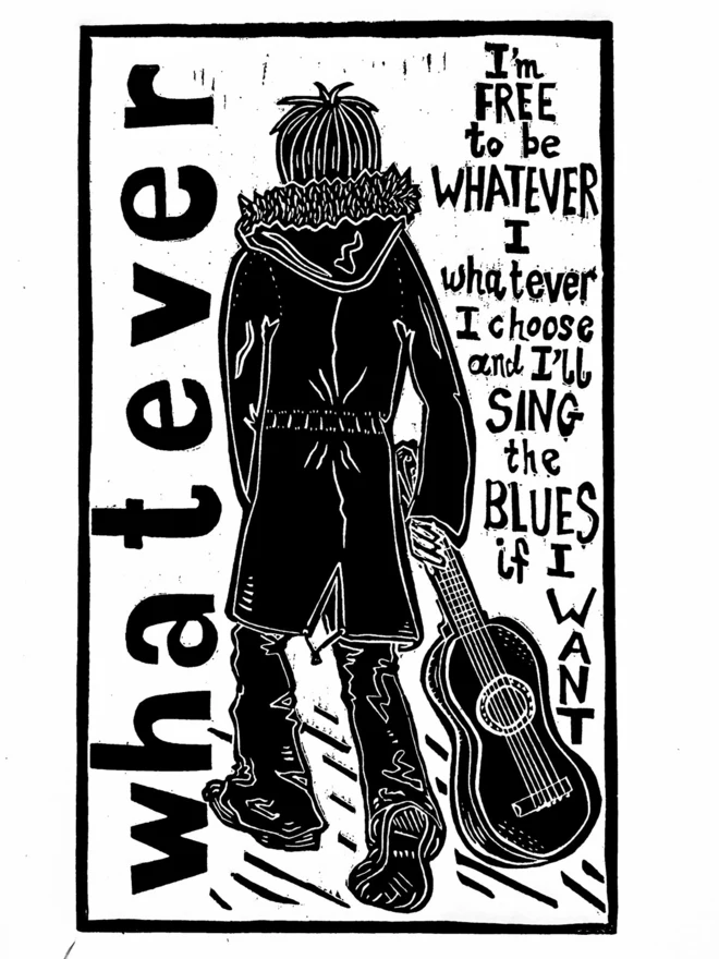 oasis whatever lyric lino print