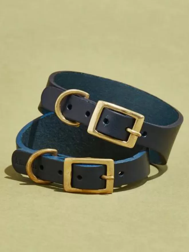 Hound Leather Dog Collar - Navy