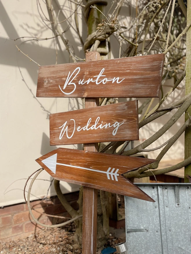 wedding direction sign