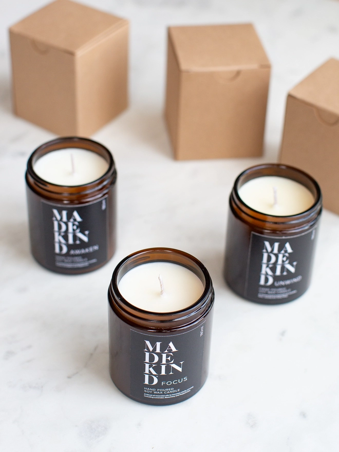 Selection of wellbeing candles with gift box