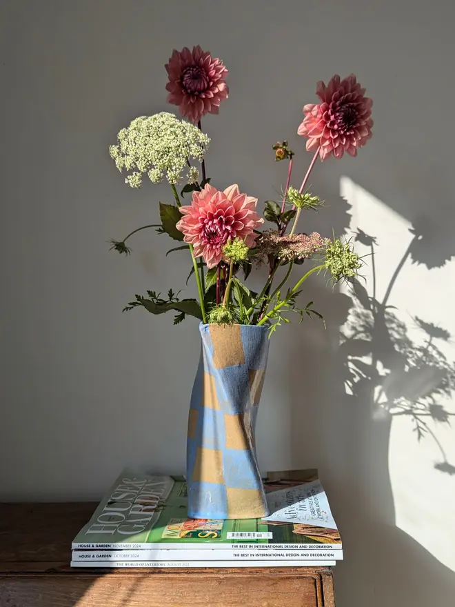 Baby Blue Check Twist Vase