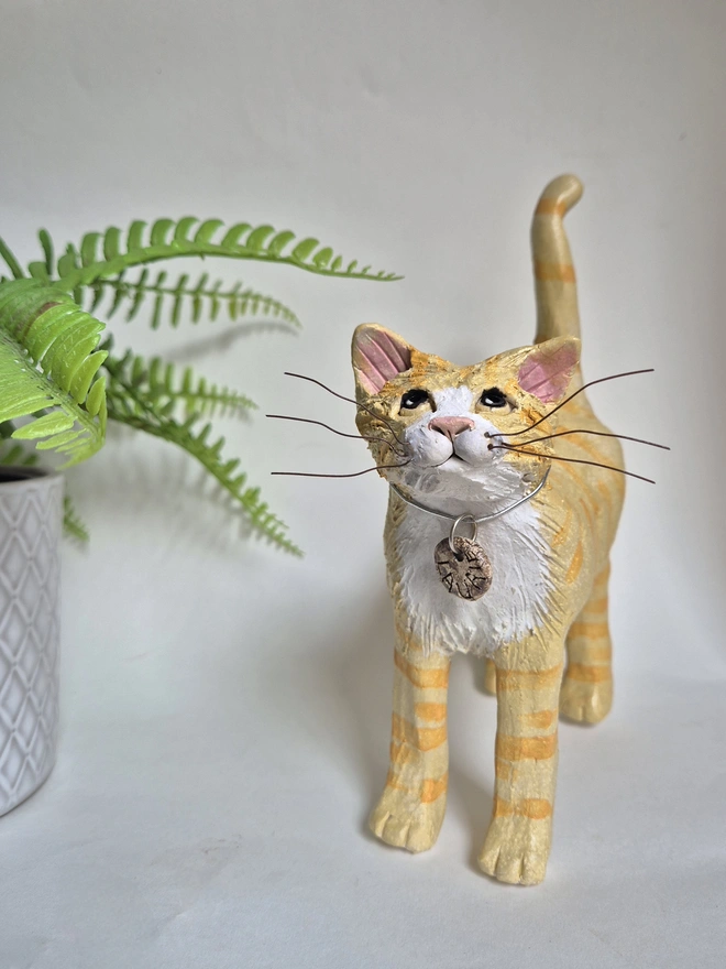 Ginger cat sculpture 