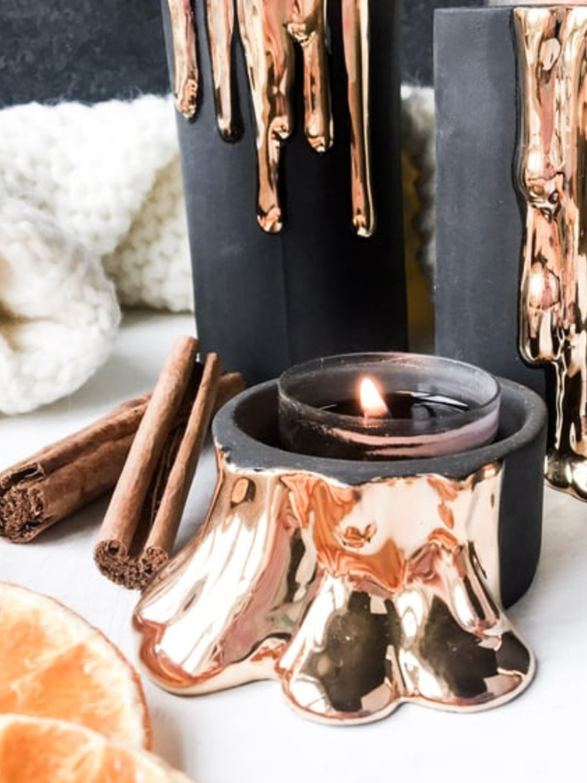Black melded candle holders