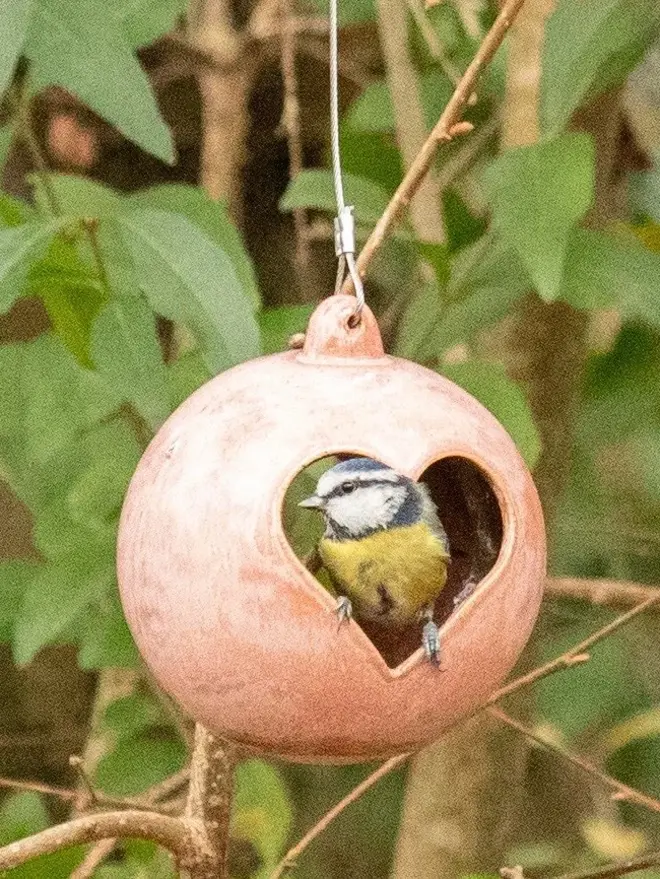 Heart Stoneware Ceramic Round Bird Feeder