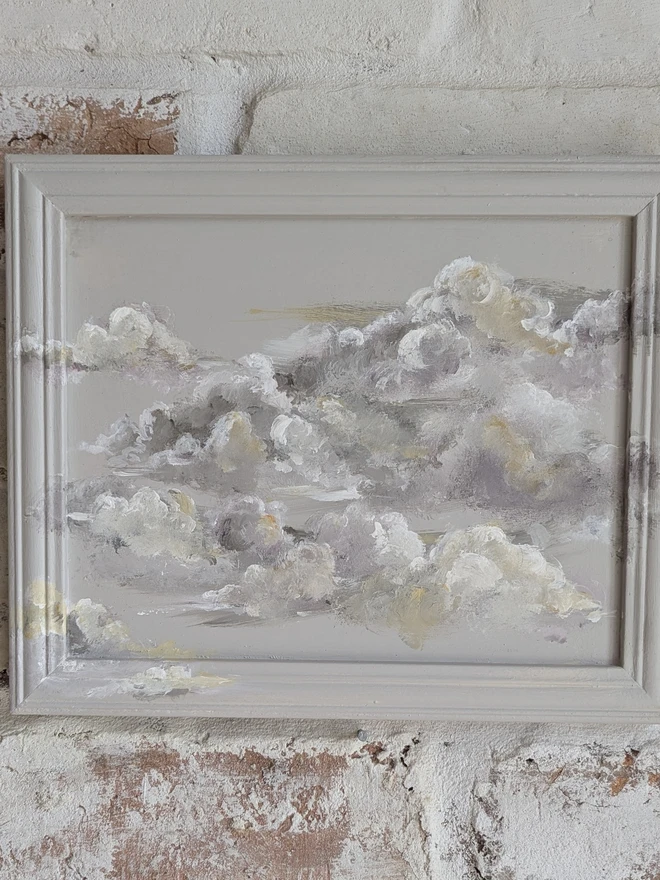 clouds painted on vintage frame