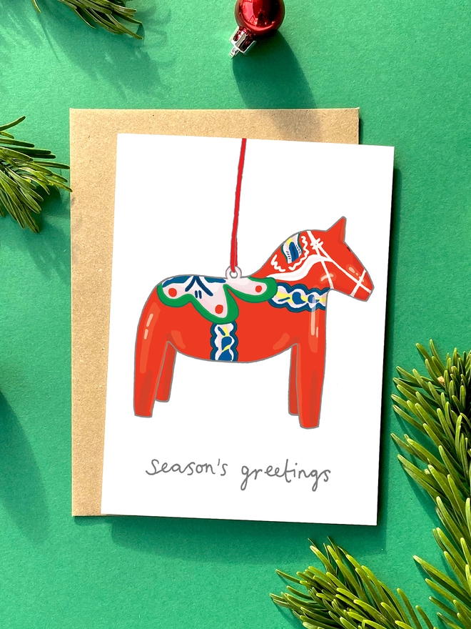 Dala Horse Christmas Card