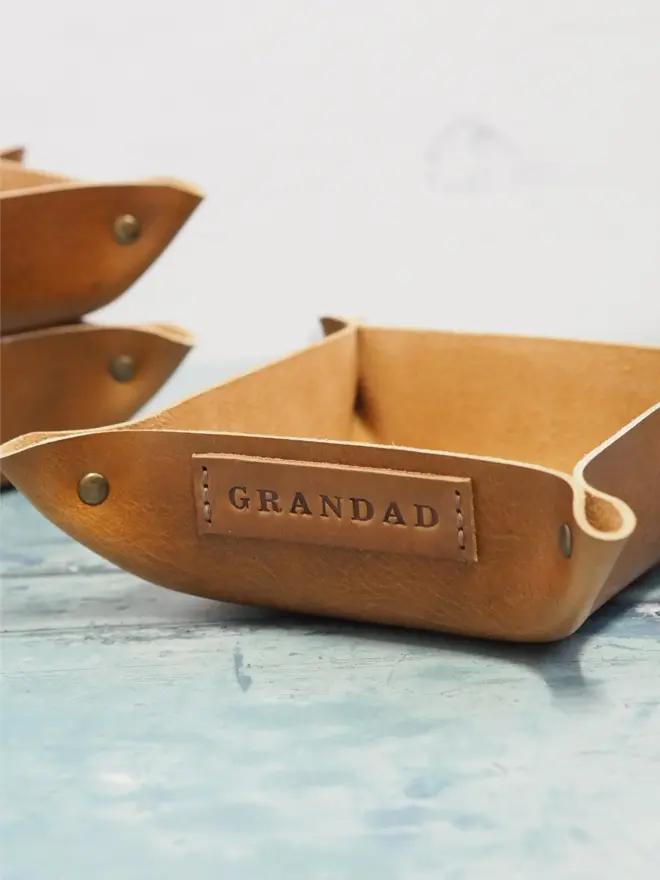 Gift for Grandad Leather Valet Tray