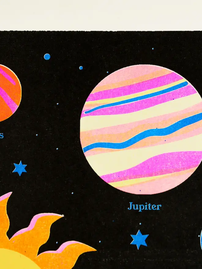 Solar System Risograph Print