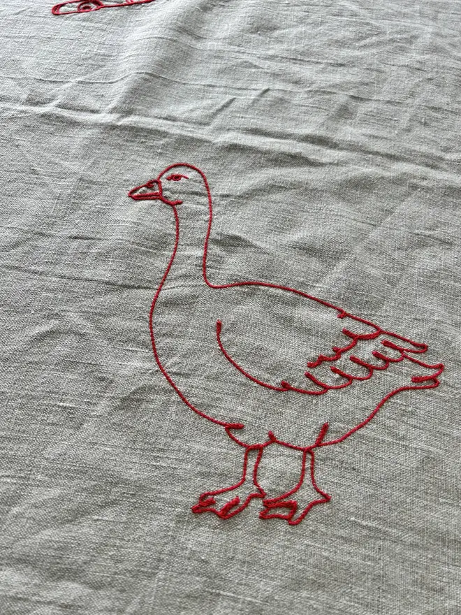 Embroidered Linen 'Twelve Days of Christmas' Tablecloth