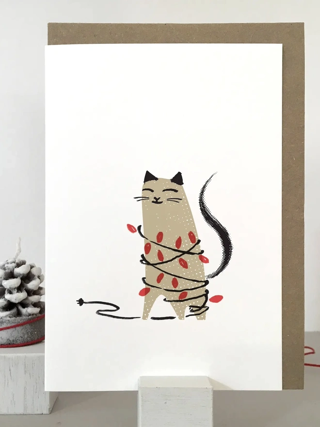 Cheeky Cat Christmas Cards (Pack Of 1 Or 5)