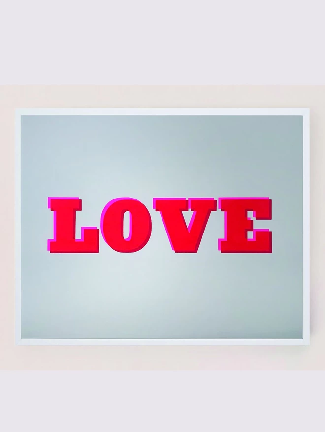 Love screen print framed
