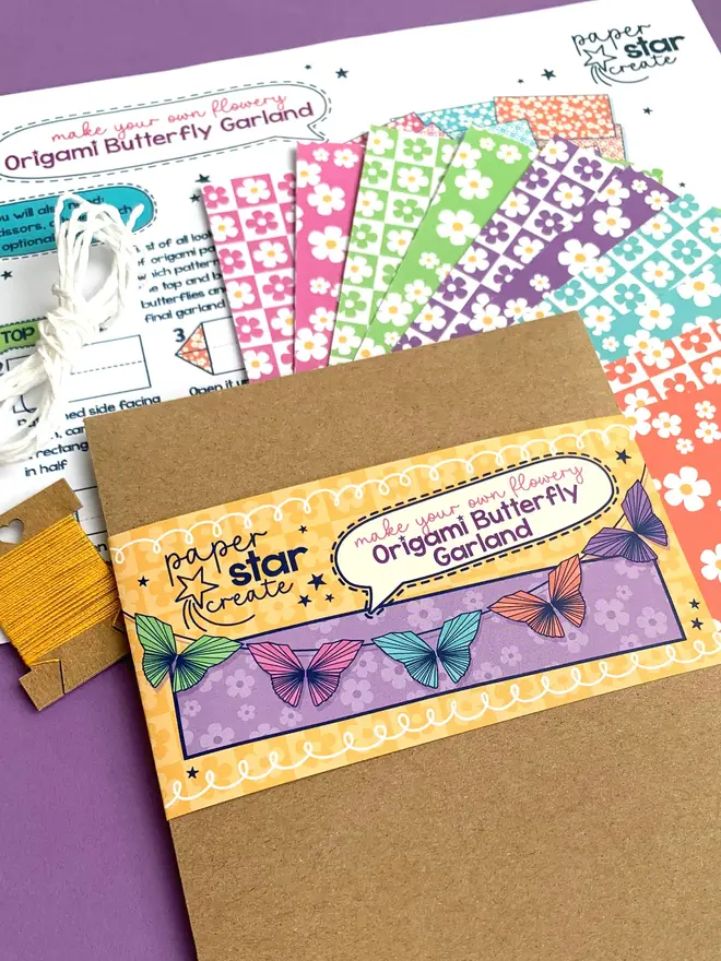 Origami Butterfly Garland Kit: Floral Patterned Paper Craft