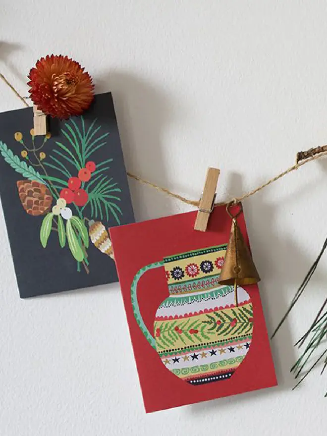 illustrated mini christmas card pack