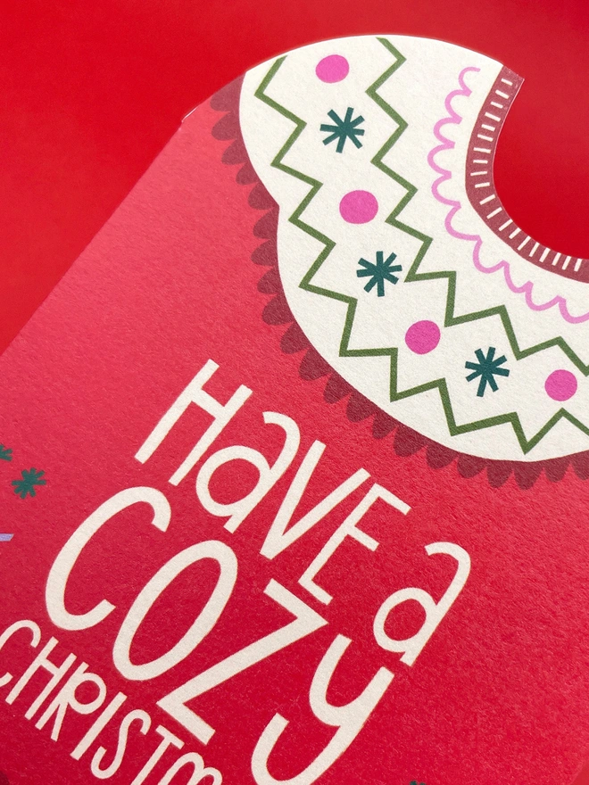 ute Christmas Jumper Shaped Mini Christmas Card ‘Have a Cozy Christmas’ | Raspberry Blossom