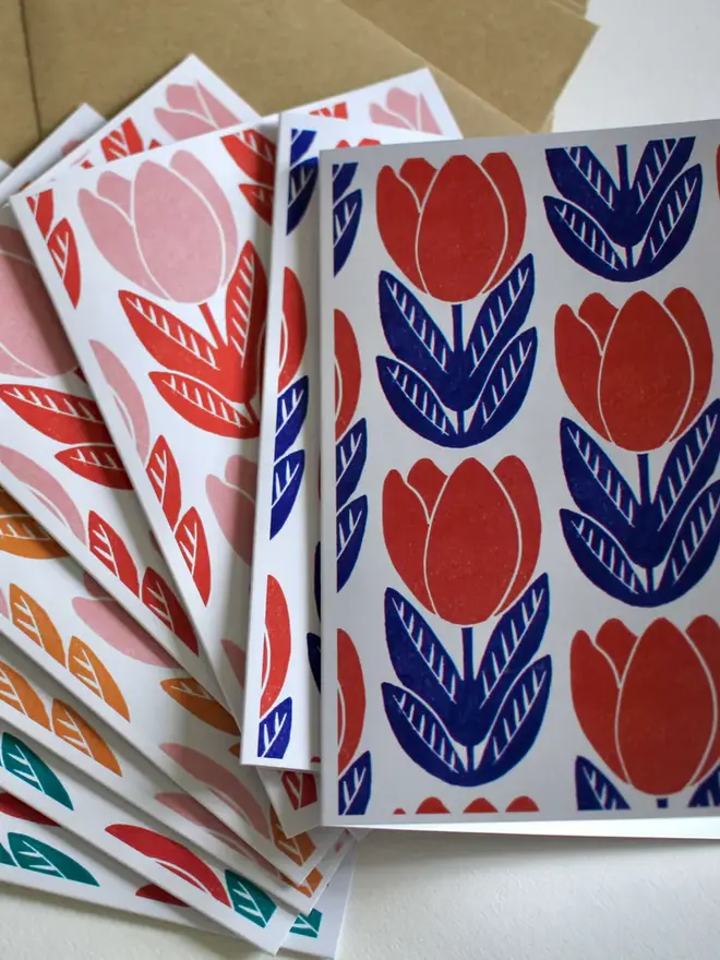 tulip print notecard set