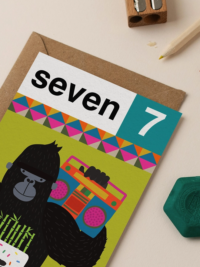 'Seven 7th' Gorilla Birthday Card