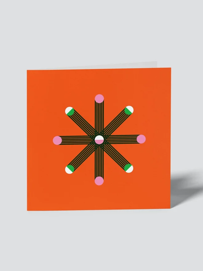 Seventies 9 Orange Star Christmas Card