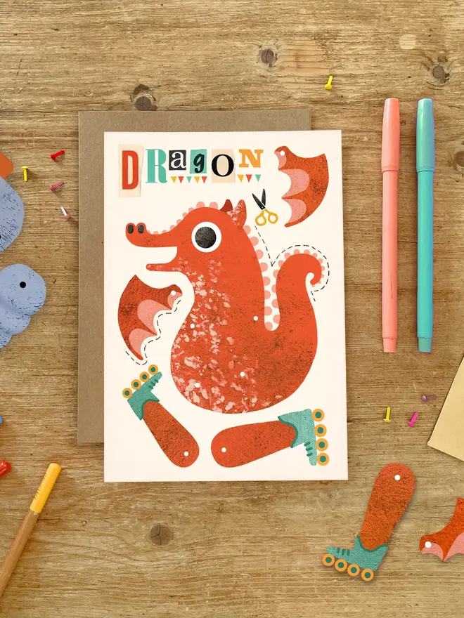 dragon split pin puppet card