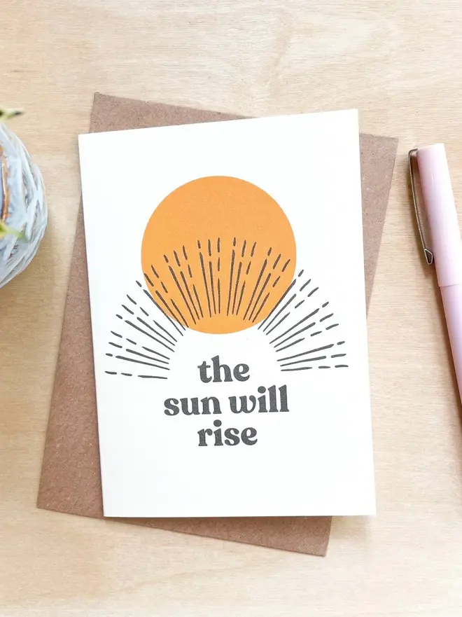 The Sun Will Rise Card Made From Recycled Coffee Cups
