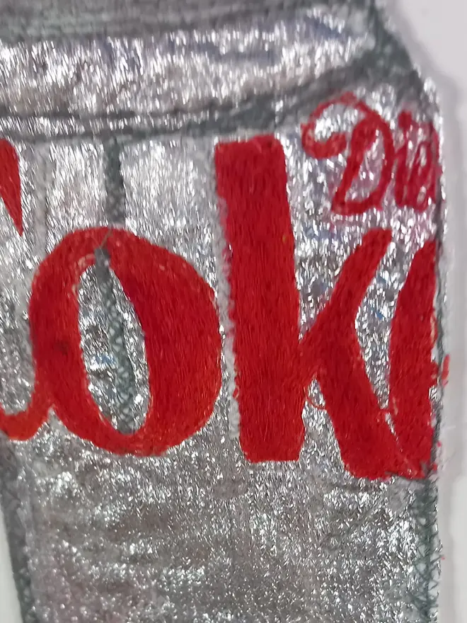 Diet Coke Can Embroidery Wall Art